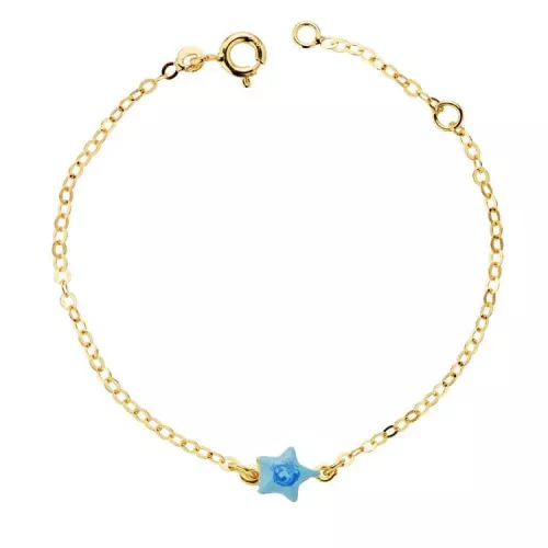 18K PULSERA ORO AMARILLO BEBE ESTRELLA ESMAL.14CM 1