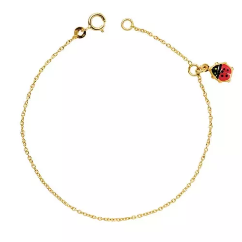 18K PULSERA ORO AMARILLO NIÑA MARIQUITA ESMALTE 14CM 1