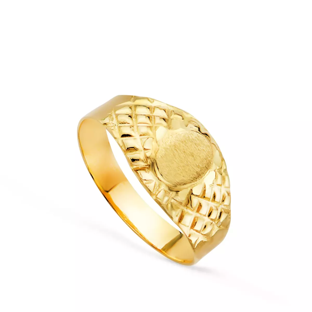 18K SELLO ORO AMARILLO HUECO BEBE O MEÑIQUE OVAL LABRADO LATERAL. ZONA GRABADO 5X4 MM 1