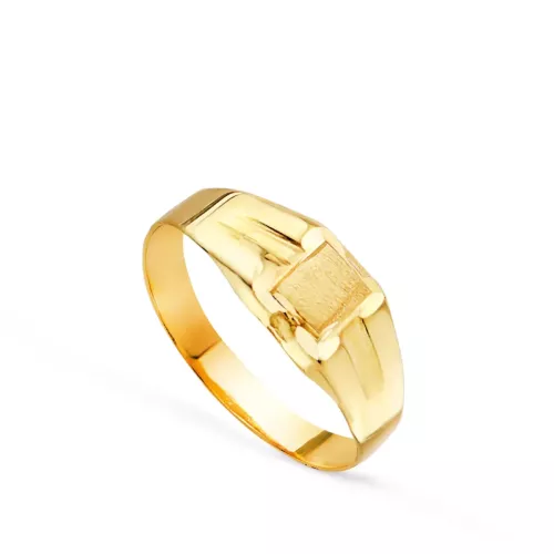 18K SELLO ORO AMARILLO HUECO PARA BEBE O MEÑIQUE CUADRADO. ZONA GRABADO: 3