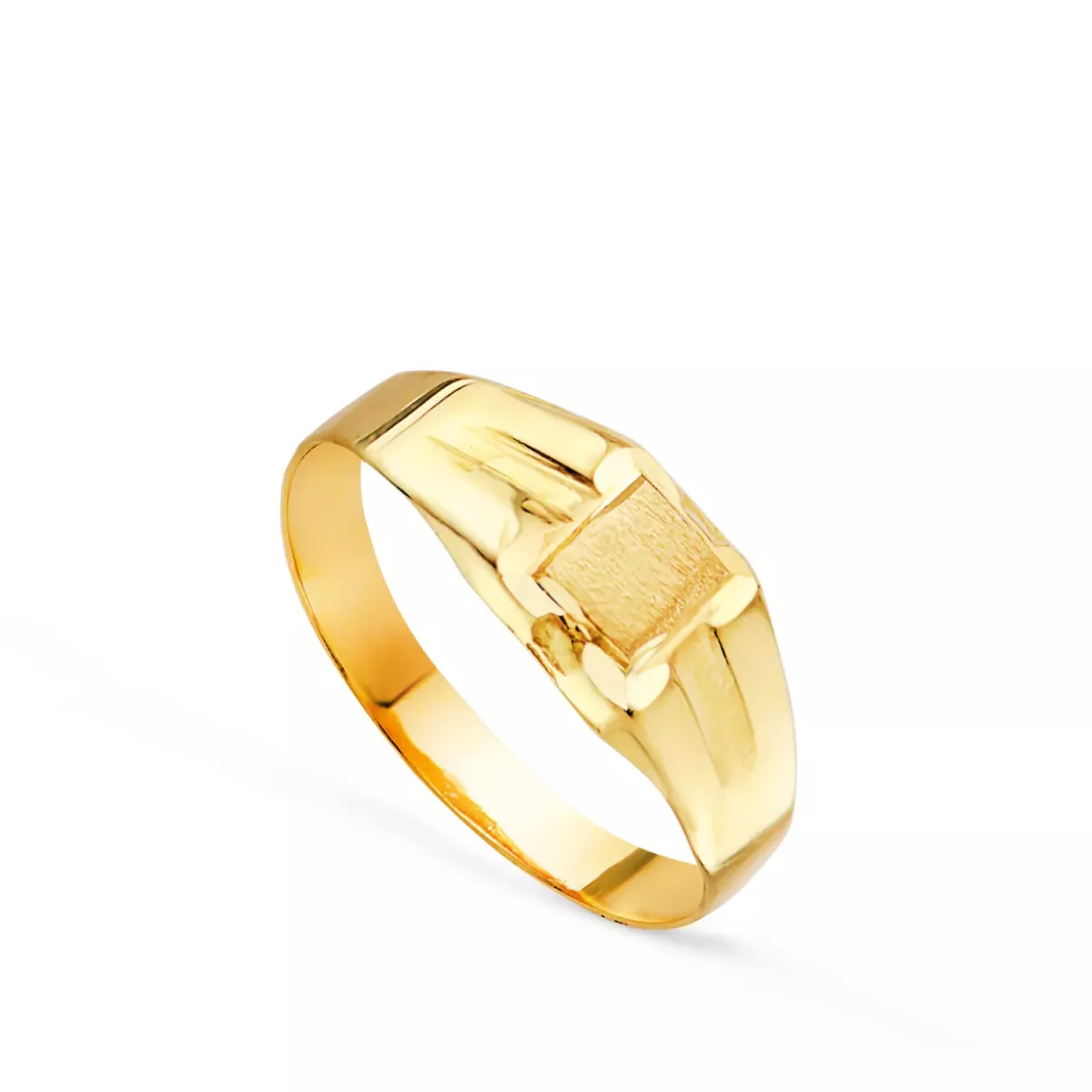 18K SELLO ORO AMARILLO HUECO PARA BEBE O MEÑIQUE CUADRADO. ZONA GRABADO: 3
