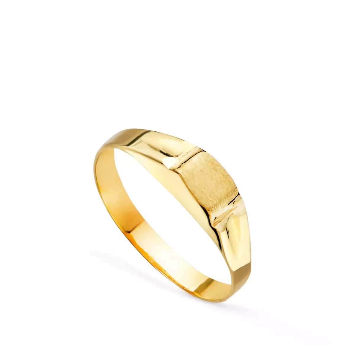18K SELLO ORO AMARILLO HUECO BEBE O MEÑIQUE RECTANGULAR. ZONA GRABADO 5X4 MM 0