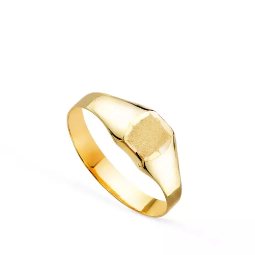 18K SELLO ORO AMARILLO HUECO BEBE O MEÑIQUE RECTANGULAR BRILLO. ZONA GRABADO 4