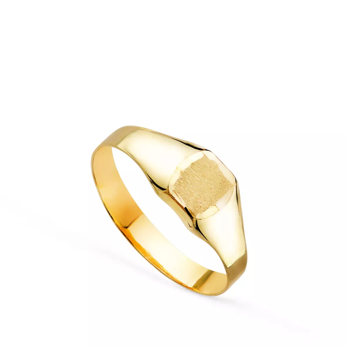 18K SELLO ORO AMARILLO HUECO BEBE O MEÑIQUE RECTANGULAR BRILLO. ZONA GRABADO 4