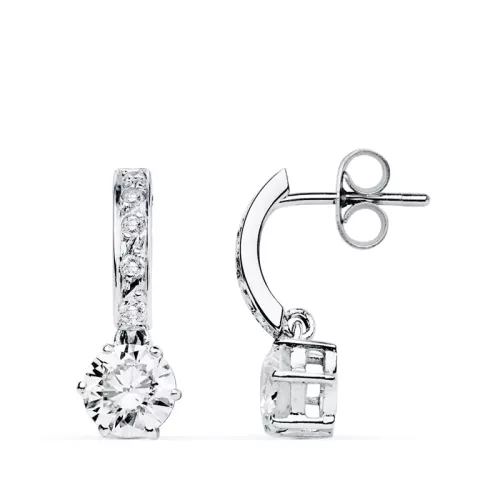 9K PENDIENTES ORO BLANCO CIRCONITA 18X6 MM CIERRE PRESION 2