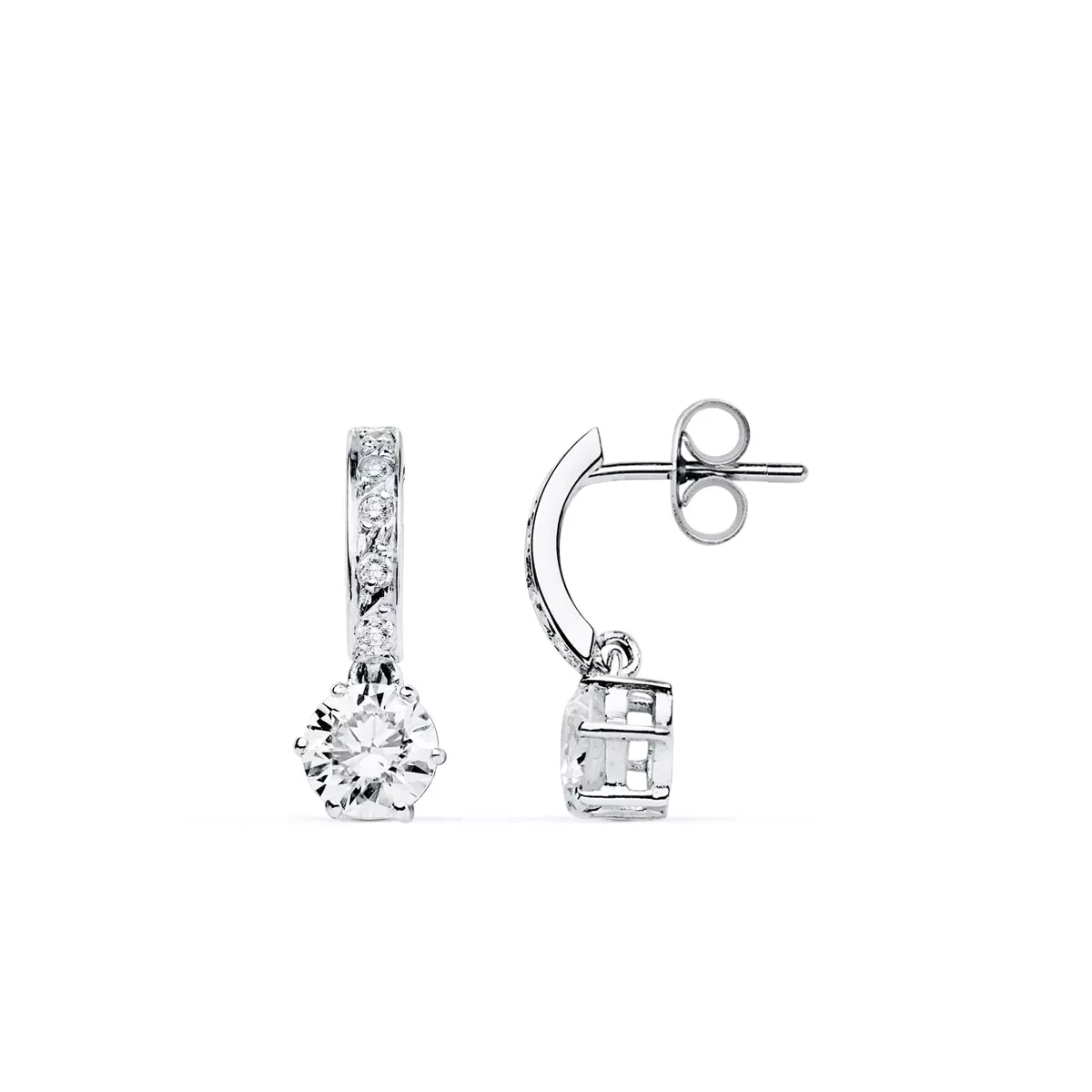 9K PENDIENTES ORO BLANCO CIRCONITA 18X6 MM CIERRE PRESION 2