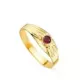 18K SOLITARIO ORO AMARILLO HUECO DE BEBE O MEÑIQUE CIRCONITA ROJA 3MM LATERAL GALLONEADO 0