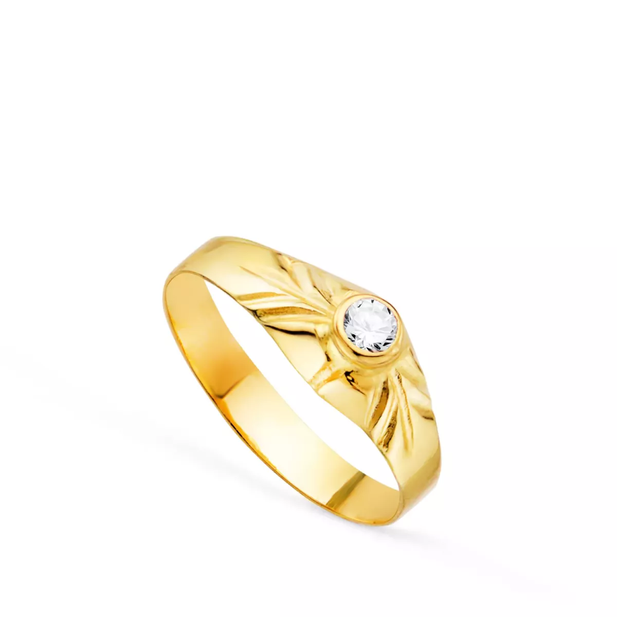 18K SOLITARIO ORO AMARILLO PEQUEÑO BEBE O MEÑIQUE CIRCONITA REDONDA 2