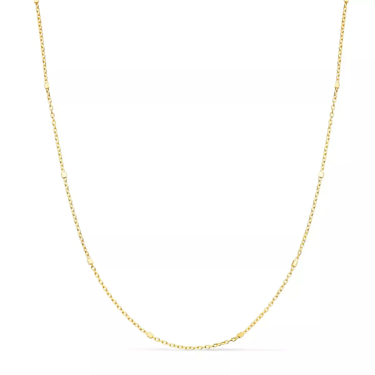 18K CADENA ORO AMARILLO HUECA COMBINADA FORZADA Y CUBOS. LARGO 40CM ANCHO 1 MM 1