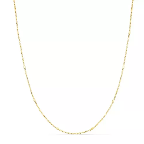 18K CADENA MACIZA ORO AMARILLO COMBINADA FORZADA Y CUBOS. LARGO 45CM ANCHO 1 MM 1