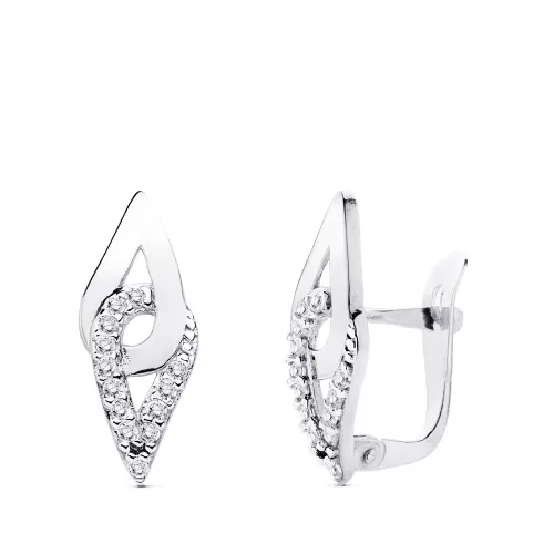 9K PENDIENTES ORO BLANCO 17X7 MM CIERRE CATALAN 1