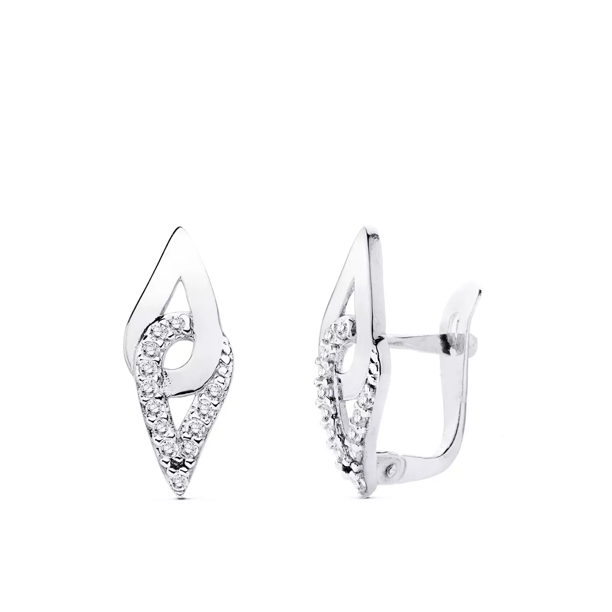 9K PENDIENTES ORO BLANCO 17X7 MM CIERRE CATALAN 1