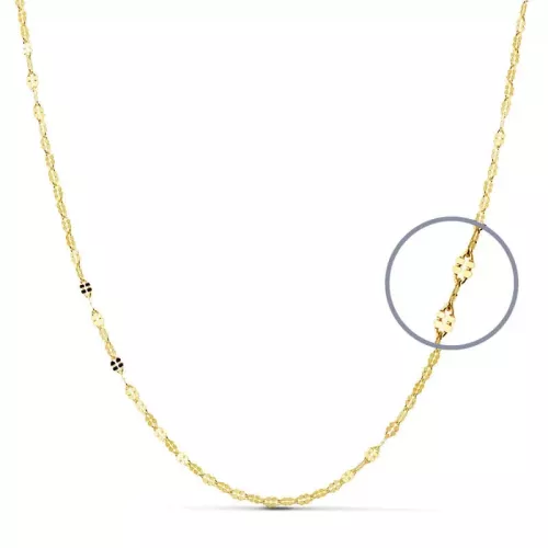 18K CADENA MACIZA ORO AMARILLO DIAMANTADA MACIZA 45CM 2 MM 1