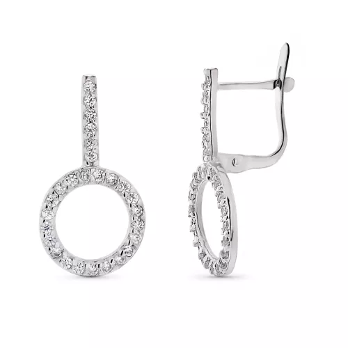 9K PENDIENTES ORO BLANCO DOBLE CUERPO CIRCULO CATALAN 22X11 MM 1