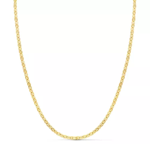 18K CADENA ORO AMARILLO FORZADA HUECA ESLABON TALLADO LARGO 40CM ANCHO 2 MM 2