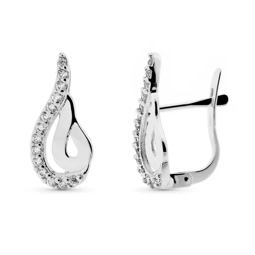 9K PENDIENTES ORO BLANCO BANDAS CARRIL CIRCONITA 16X7 MM CIERRE CATALAN 1