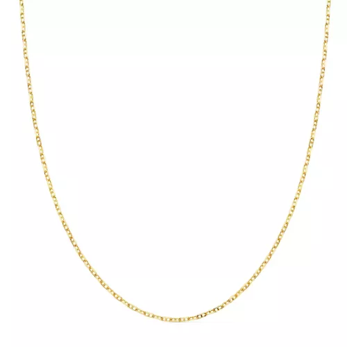 18K CADENA ORO AMARILLO FORZADA ANCLA MACIZA BORDES TALLADOS ANCHO: 1