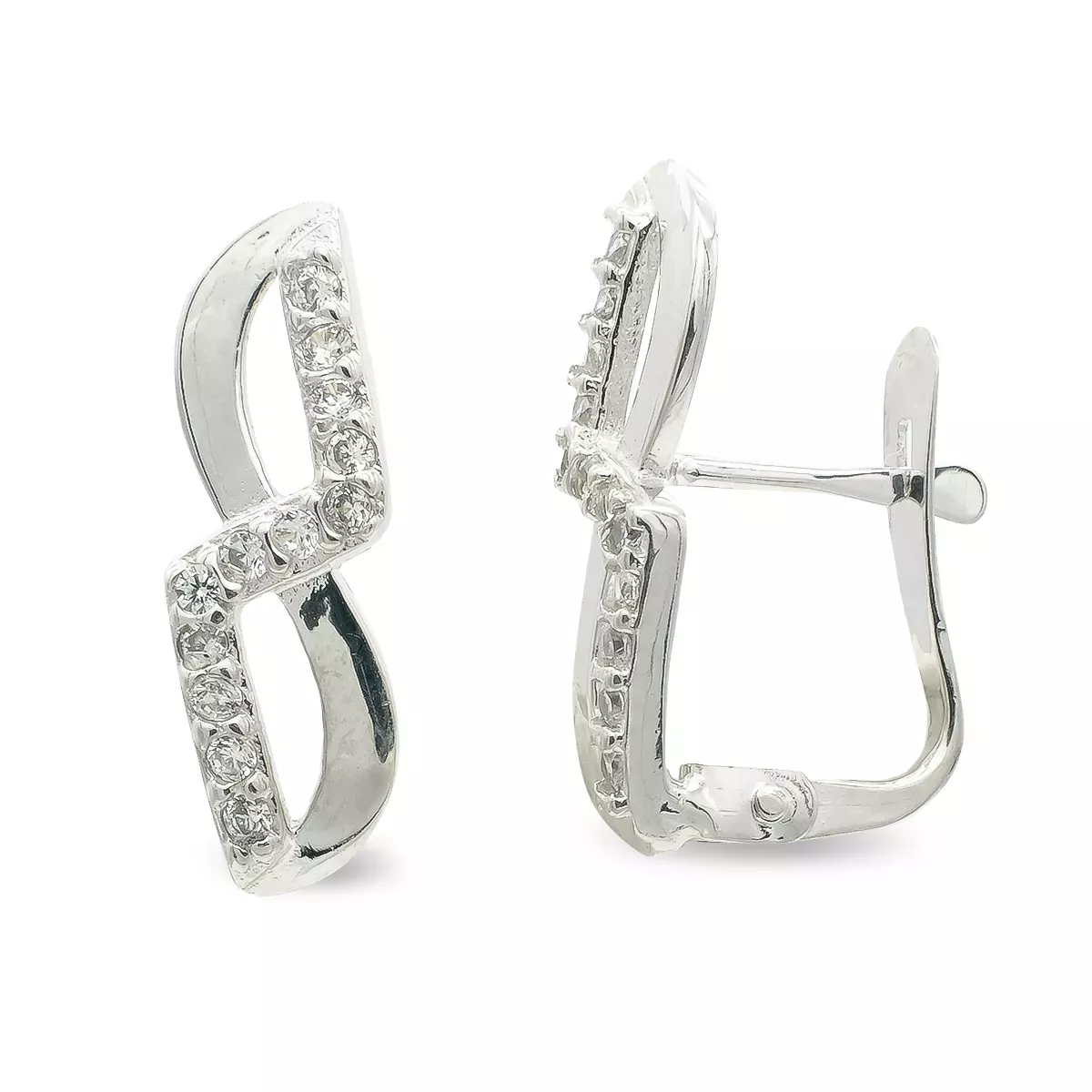 9K PENDIENTES ORO BLANCO CON CIRCONITA 16X5 MM CIERRE CATALAN 1