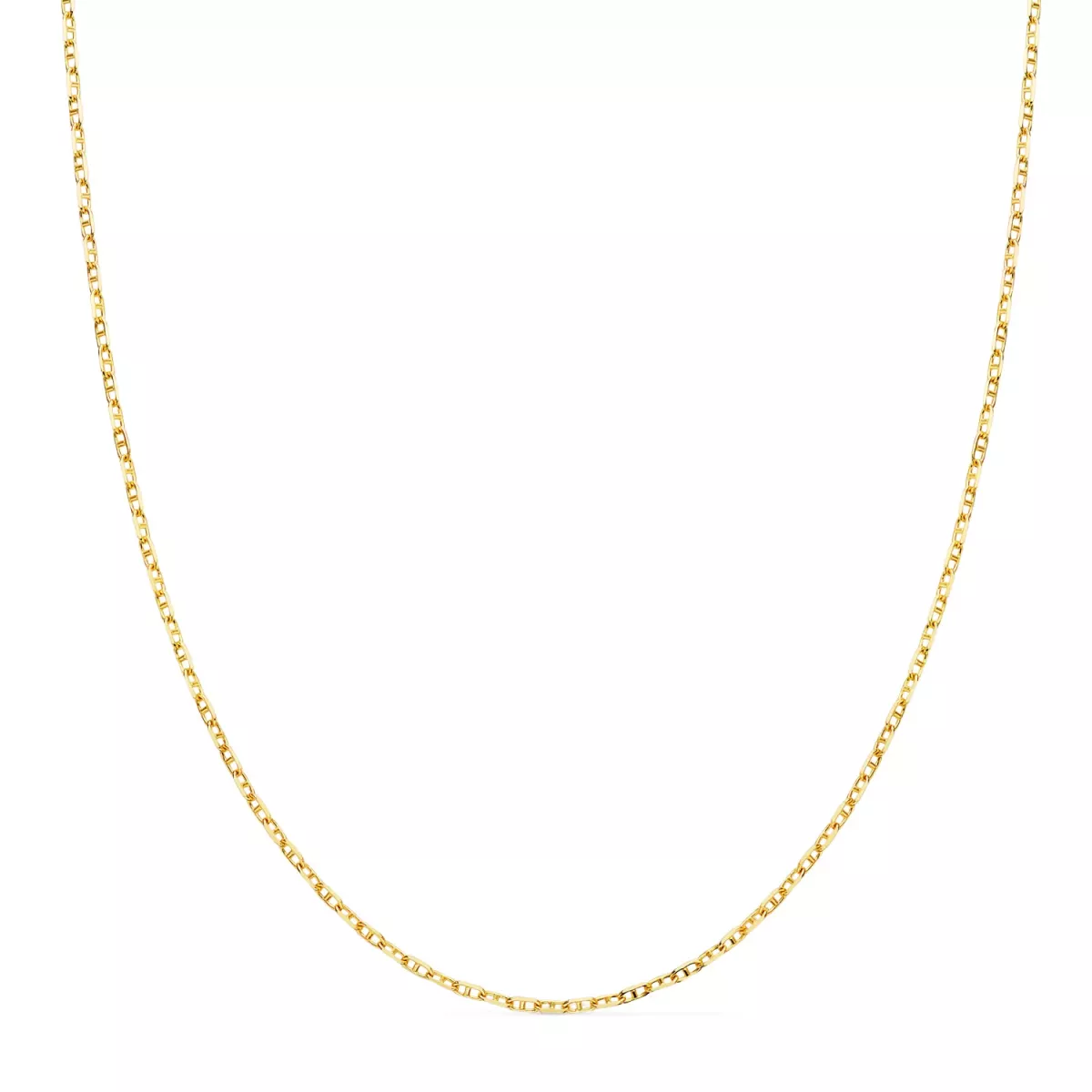 18K CADENA ORO AMARILLO FORZADA ANCLA MACIZA BORDES TALLADOS ANCHO: 1