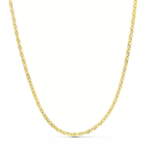 18K CADENA ORO AMARILLO FORZADA HUECA ESLABON TALLADO LARGO 45CM ANCHO 2 MM 2