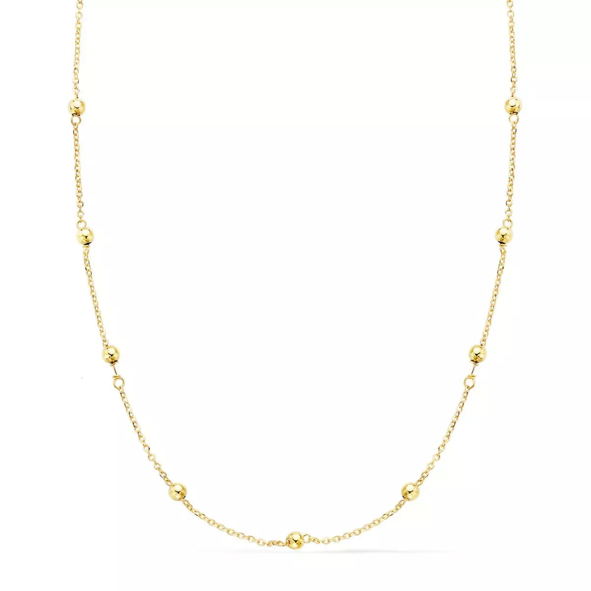 18K CADENA ORO AMARILLO MACIZA FORZADA CON BOLAS LISAS 3 MM LARGO 45CM 2