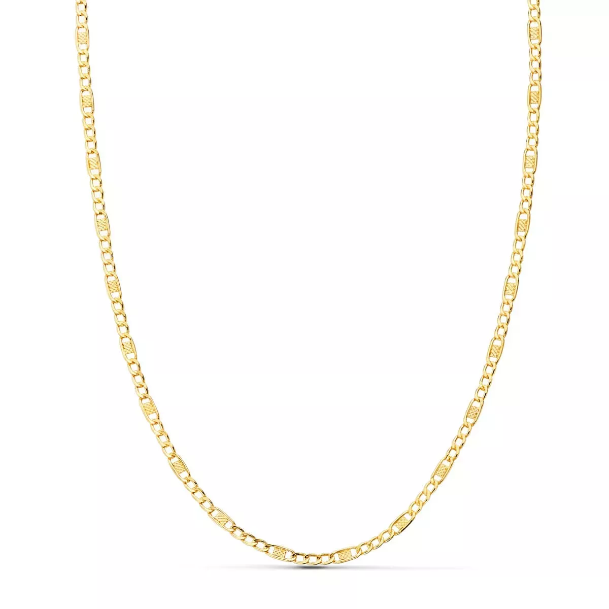 18K CADENA ORO AMARILLO COMBINADA HUECA 3X1. LARGO 50CM ANCHO 2 MM 2