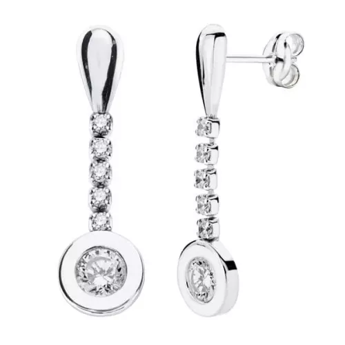9K PENDIENTES ORO BLANCO LARGOS CON CIRCONITA 25X7 MM CIERRE PRESION 1
