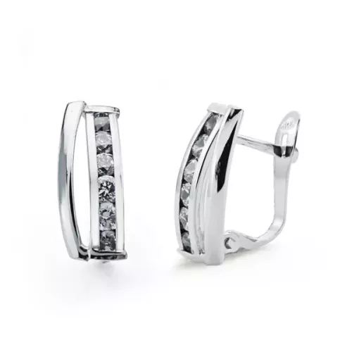 9K PENDIENTES ORO BLANCO CIRCONITA 15X5 MM CIERRE CATALAN 1