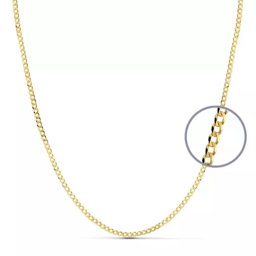 18K CADENA ORO AMARILLO BARBADA MACIZA 50CM ANCHO 2 MM 5