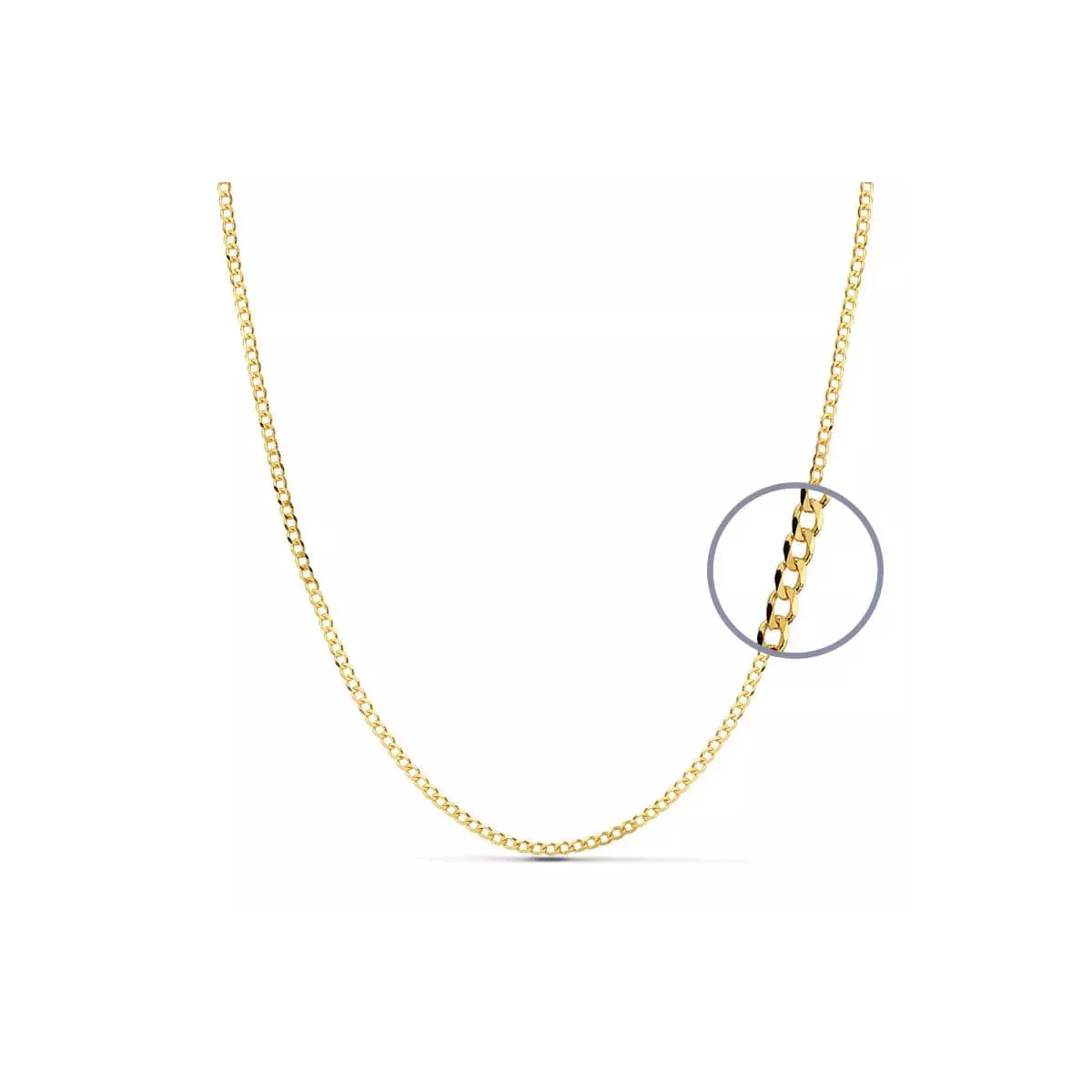 18K CADENA ORO AMARILLO BARBADA MACIZA 50CM ANCHO 2 MM 5