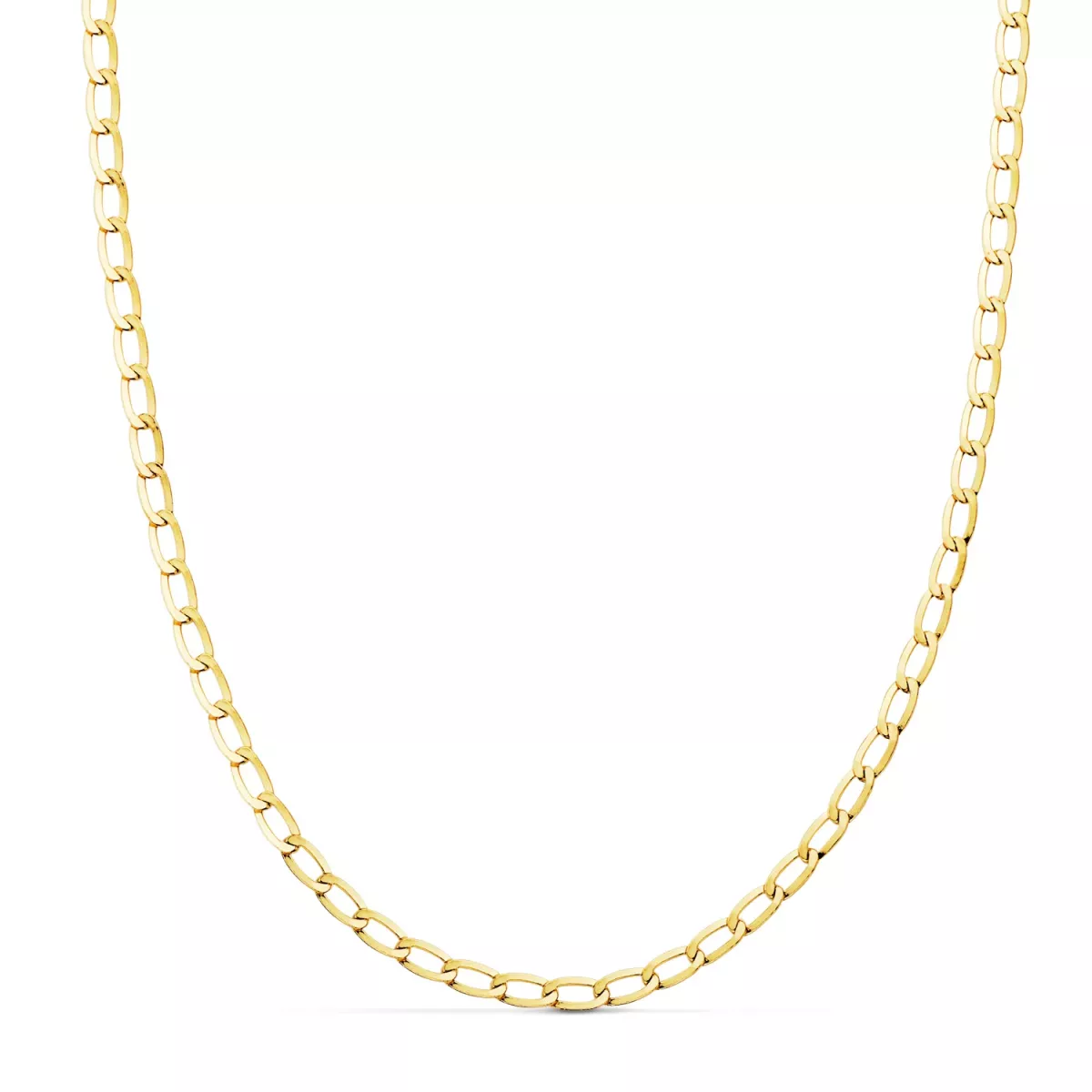 18K CADENA ORO AMARILLO HUECA BILBAO PLANA LARGO: 60CM ANCHO: 3