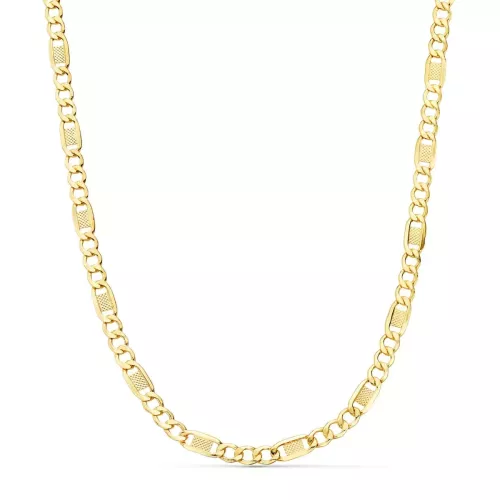 18K CADENA ORO AMARILLO ESLABONES HUECOS 3X1. LARGO 60CM ANCHO 4 MM 7