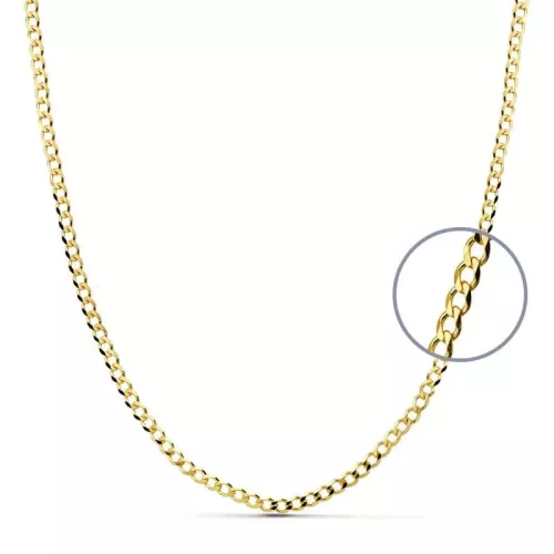 18K CADENA ORO AMARILLO BARBADA MACIZA 50CM ANCHO 2.75 MM 8