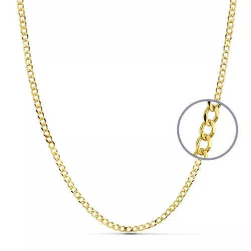 18K CADENA ORO AMARILLO BARBADA 60CM MACIZA. 3MM 10