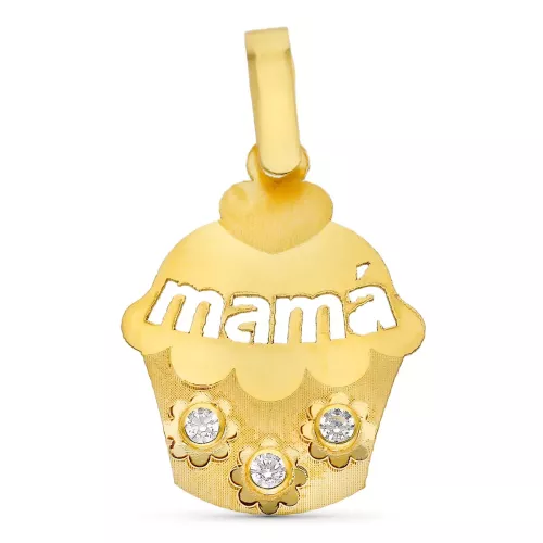 9K COLGANTE ORO AMAIRLLO CON CIRCONITA MAMA MAGDALENA 19 X 15 MM 0