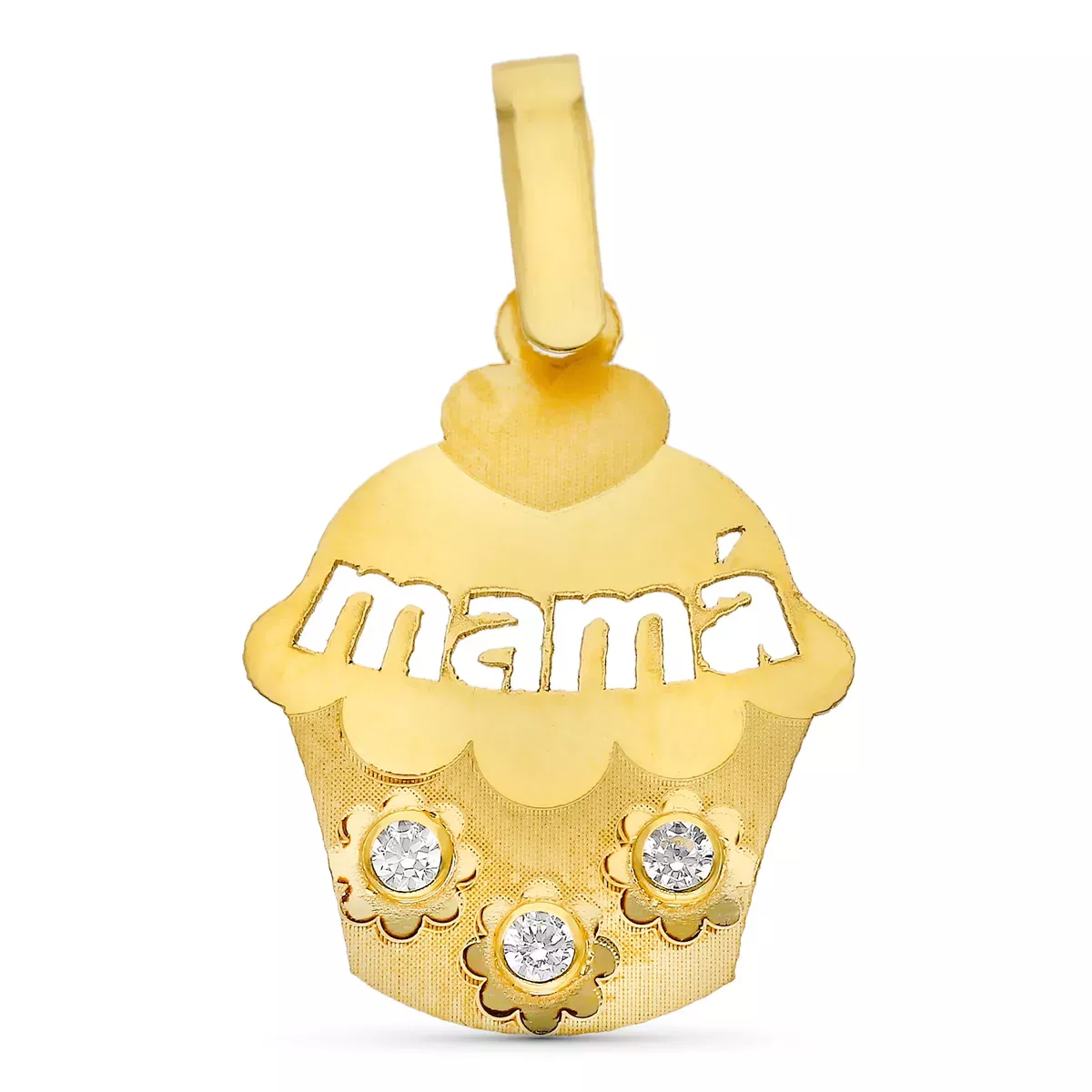 9K COLGANTE ORO AMAIRLLO CON CIRCONITA MAMA MAGDALENA 19 X 15 MM 0