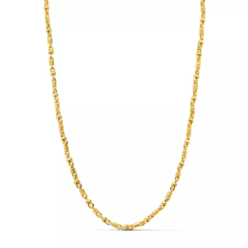 18K CADENA ORO AMARILLO MACIZA BOLA Y DETALLE BRILLO. ANCHO: 2