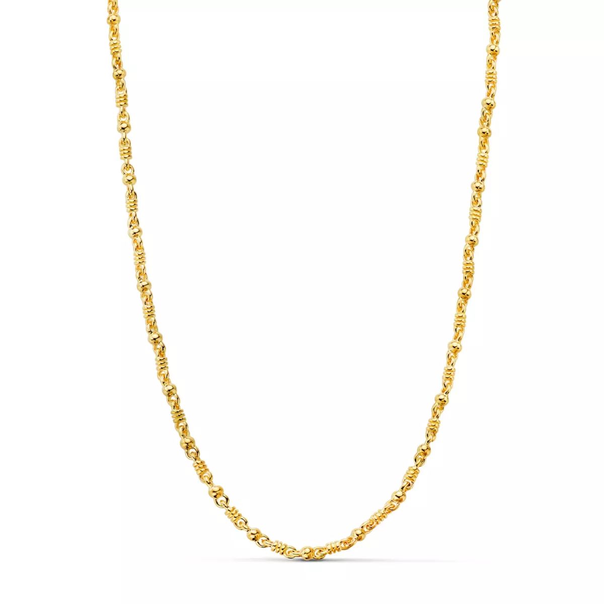 18K CADENA ORO AMARILLO MACIZA BOLA Y DETALLE BRILLO. ANCHO: 2
