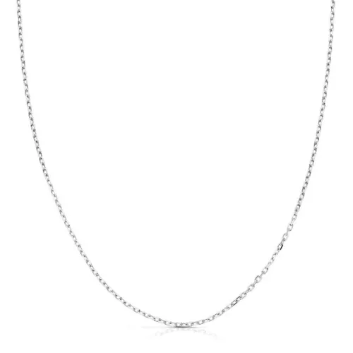 18K CADENA MACIZA ORO BLANCO FORZADA 45CM ANCHO 1 MM 1,60gr