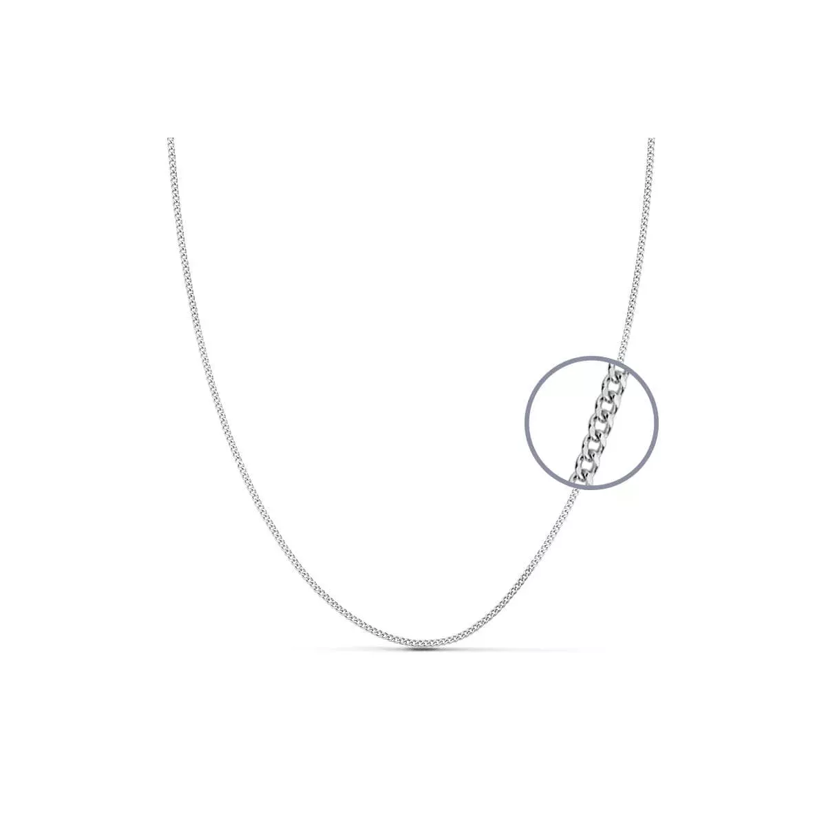 18K CADENA MACIZA ORO BLANCO BARBADA 1 MM 40CM 1