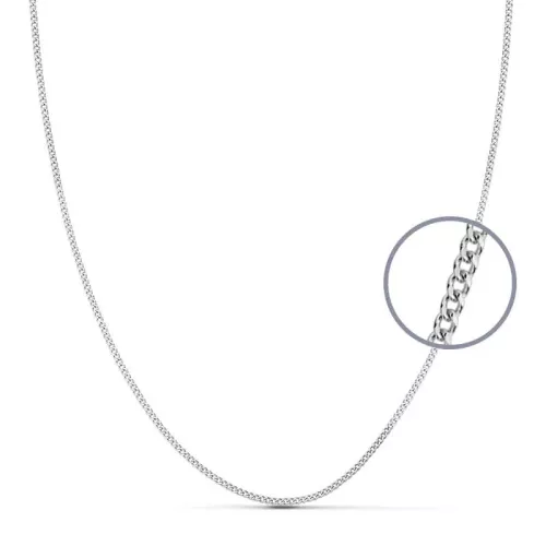 18K CADENA MACIZA ORO BLANCO BARBADA 1 MM 45CM 1
