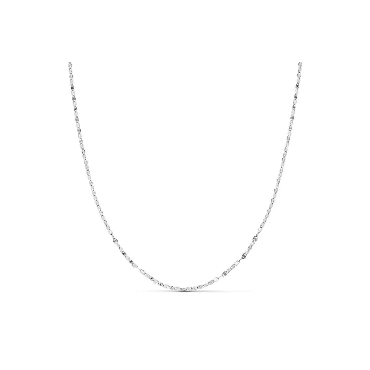 18K CADENA MACIZA ORO BLANCO DIAMANTADA 40CM 1.5 MM 1