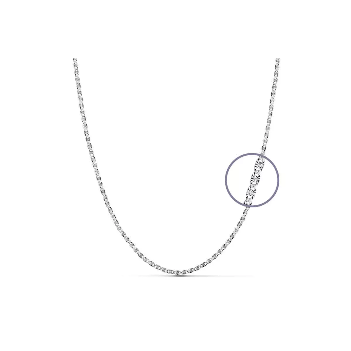 18K CADENA MACIZA DIAMANTADA ORO BLANCO 45CM 2 MM 2