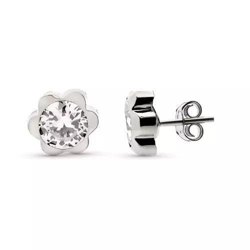 9K PENDIENTES ORO BLANCO MARGARITA LIGERA 6X6 MM CIERRE PRESION 0