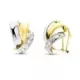 9K PENDIENTES ORO BICOLOR BANDAS CON CIRCONITAS. MEDIDA: 16X13 MM. CIERRE OMEGA 2