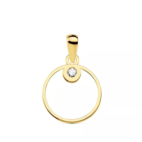 18K COLGANTE ORO AMARILLO CIRCULO CIRCONITA 12 MM 0