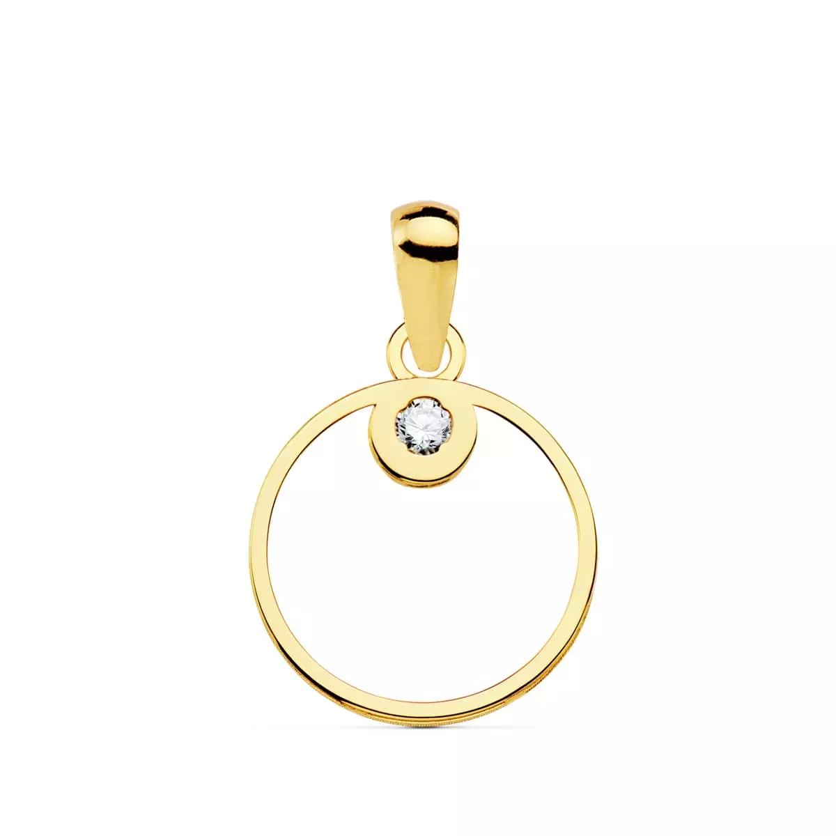 18K COLGANTE ORO AMARILLO CIRCULO CIRCONITA 12 MM 0
