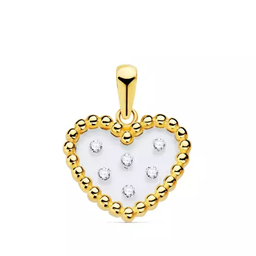 18K COLGANTE ORO AMARILLO CORAZON AIRSHINE TRANSPARENTE CON CIRCONITA 14X12 MM 0