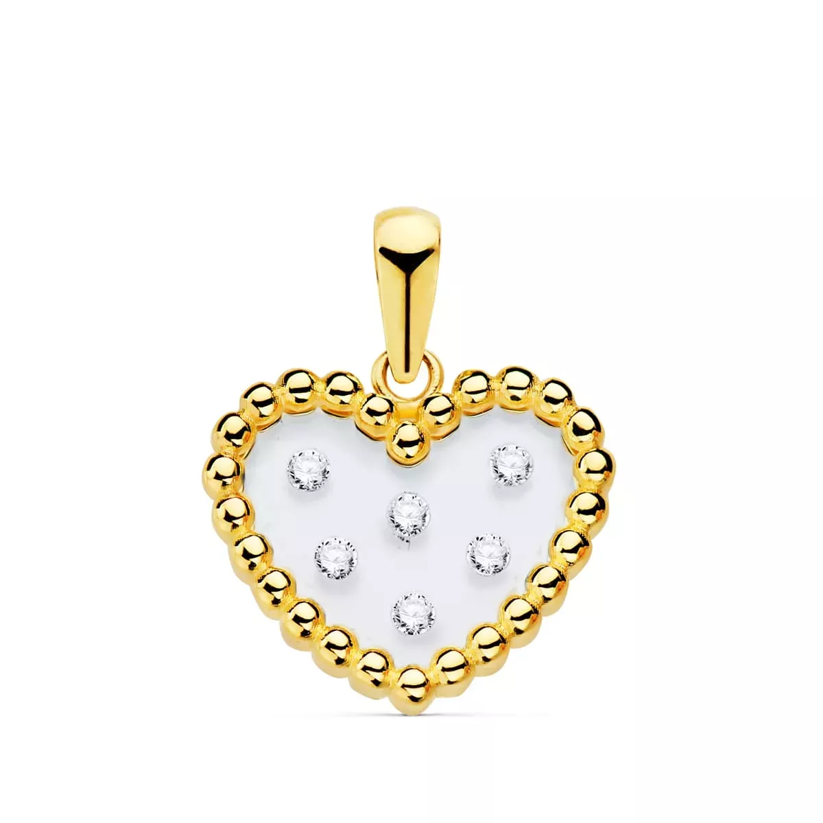 18K COLGANTE ORO AMARILLO CORAZON AIRSHINE TRANSPARENTE CON CIRCONITA 14X12 MM 0