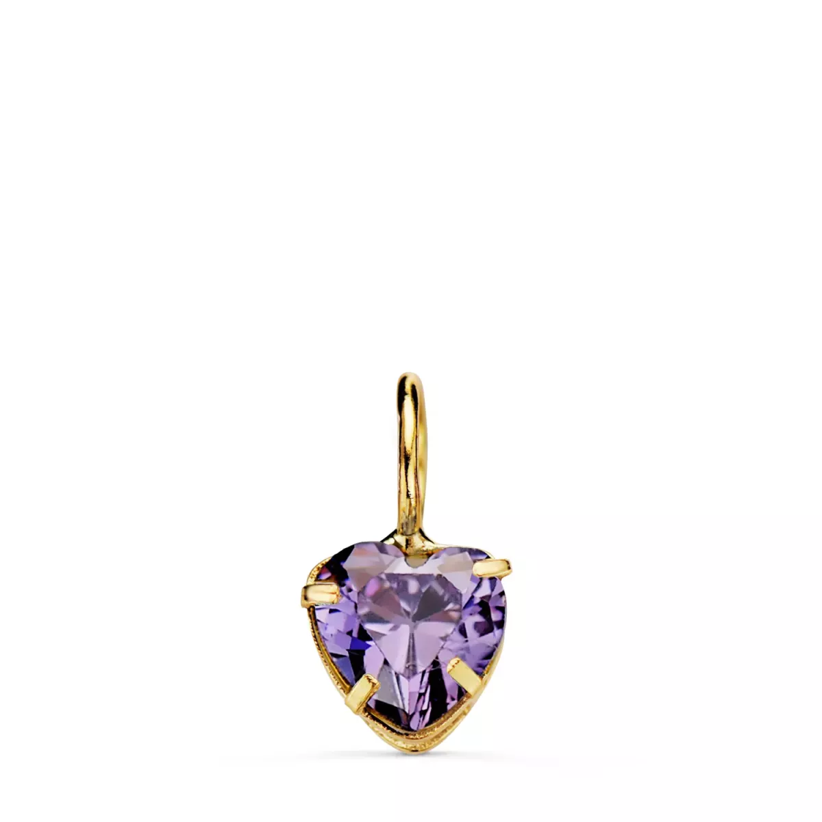 18K COLGANTE ORO AMARILLO CORAZON PIEDRA COLOR AMATISTA 5 X 5 MM. 0